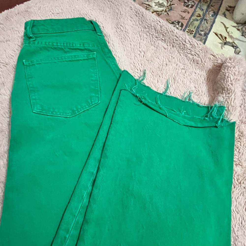 Green high waisted wide leg Zara jeans